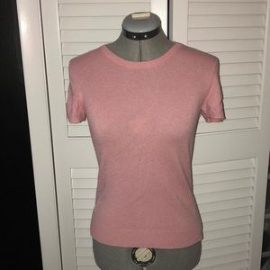 Light pink cashmere short sleeve sweater